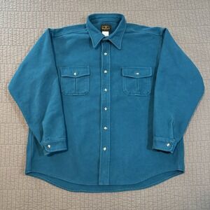 Vintage Melton Deerskin Shirt Men's XXL Turquoise Chamois Heavyweight Button Up